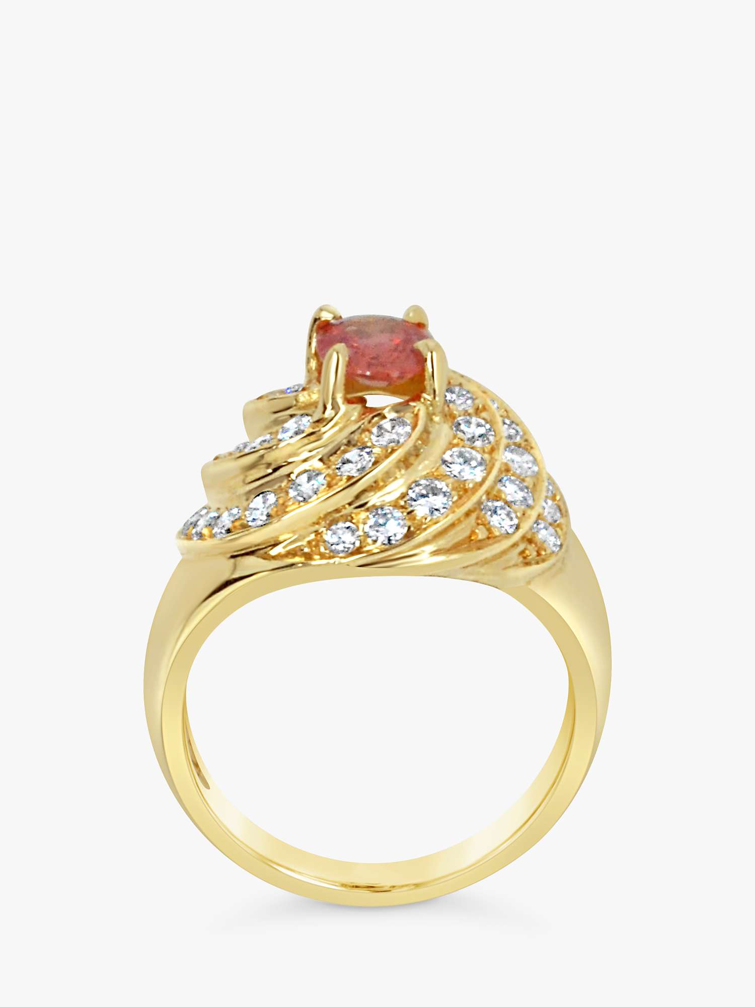 Buy Milton & Humble Jewellery Second Hand 18ct Yellow Gold Orange Sapphire & Diamond Cluster Cocktail Ring Online at johnlewis.com