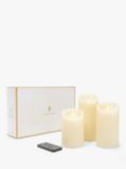 Luminara LED Wax Pillar Candles, Set of 3, Ivory