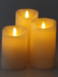 Luminara LED Wax Pillar Candles, Set of 3, Ivory