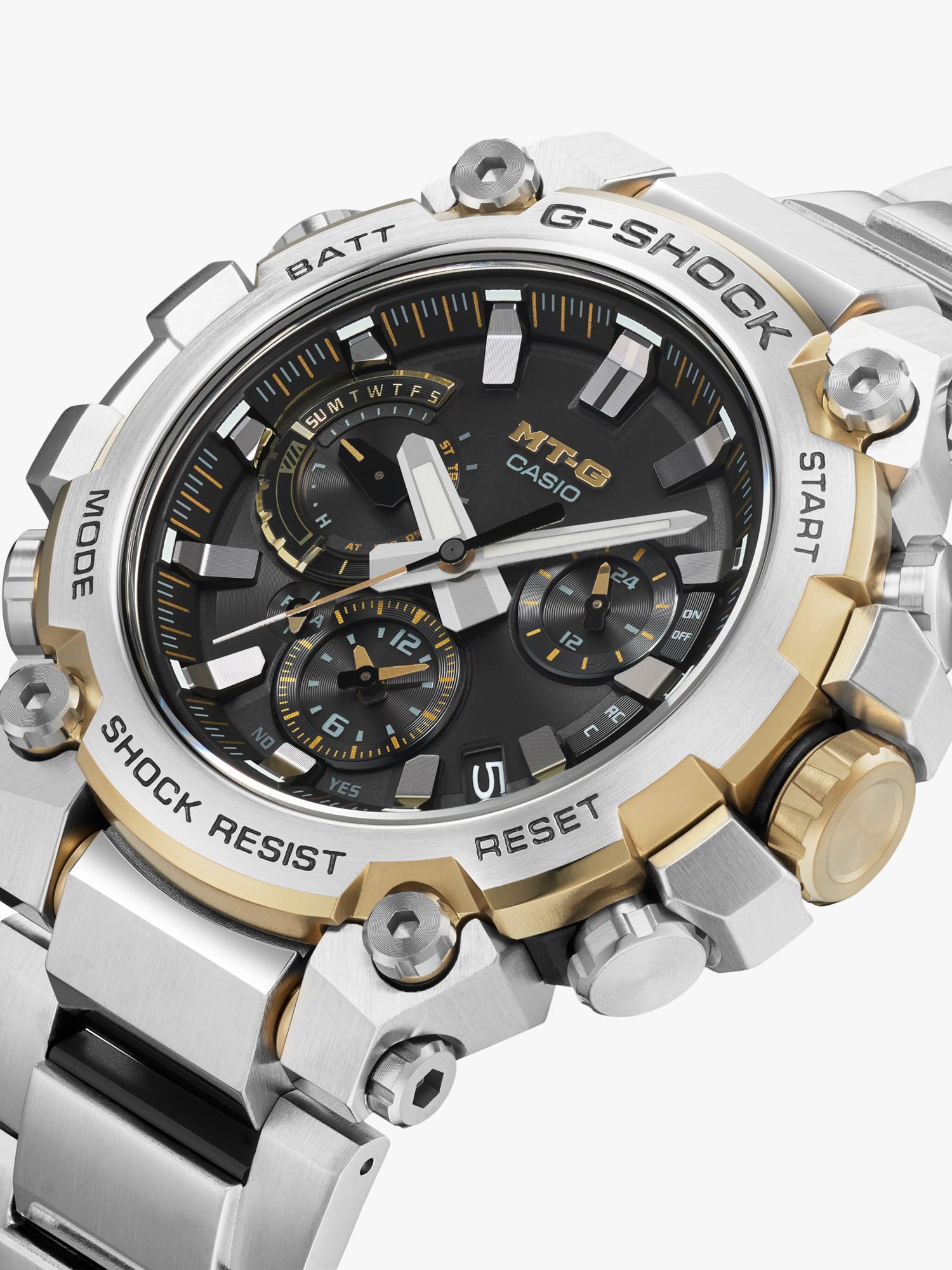 Buy Casio MTG-B3000D-1A9ER Men's G-SHOCK Solar Bracelet Strap Smart Watch, Silver Online at johnlewis.com