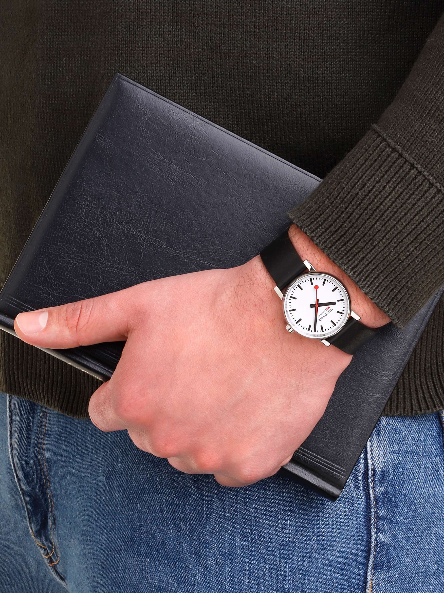 Buy Mondaine MSE.35110.LBV Unisex Evo 2 Vegan Leather Strap Watch, Black Online at johnlewis.com