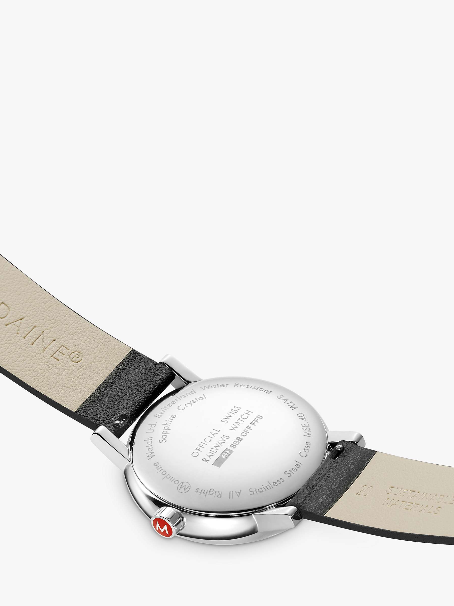 Buy Mondaine MSE.40210.LBV Unisex Date Vegan Leather Strap Watch, Black Online at johnlewis.com