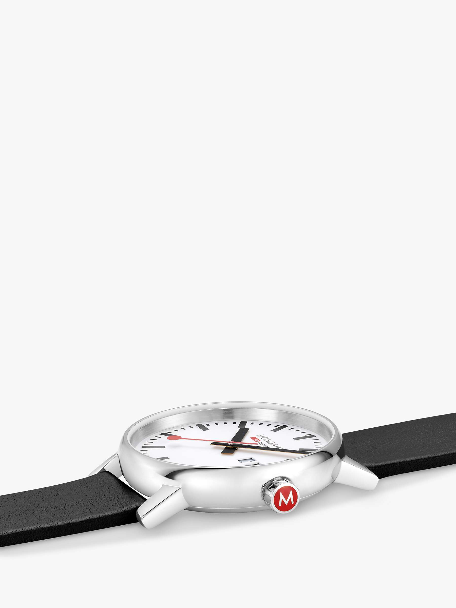 Buy Mondaine MSE.40210.LBV Unisex Date Vegan Leather Strap Watch, Black Online at johnlewis.com