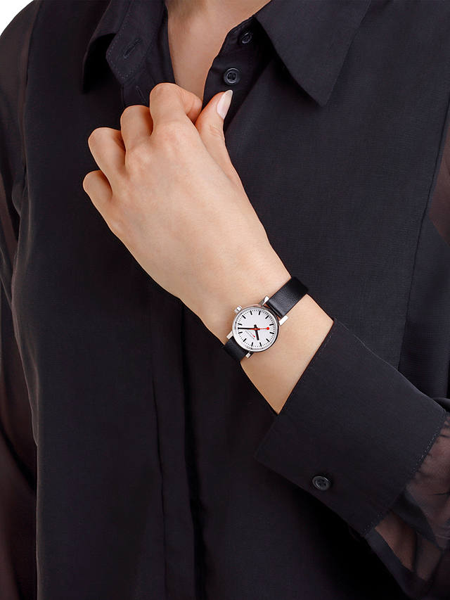 Mondaine Women's Evo 2 Vegan Leather Strap Watch, Black