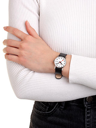 Mondaine Women's Evo 2 Date Vegan Leather Strap Watch, Black