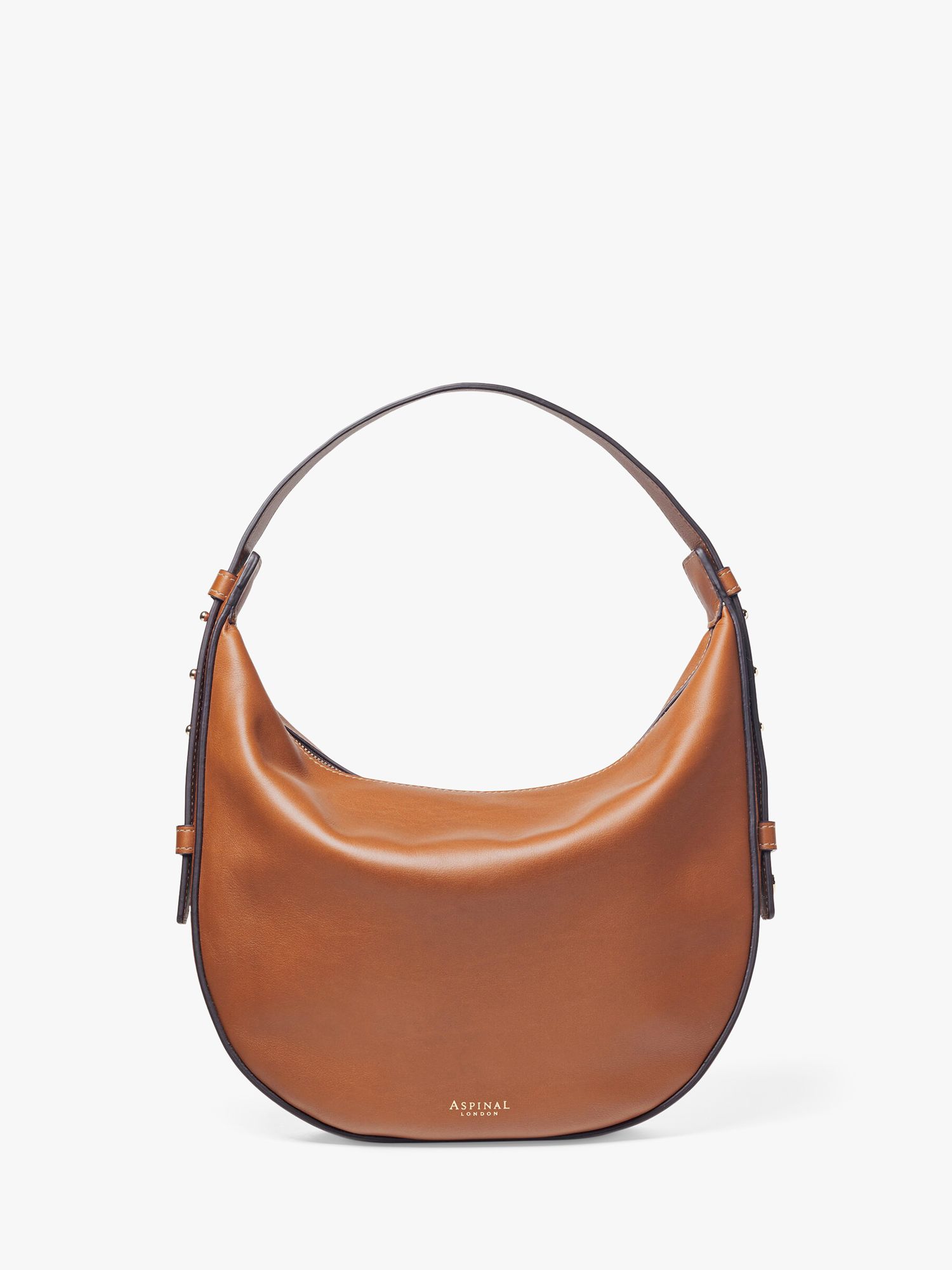 Aspinal of London Crescent Smooth Leather Hobo Bag, Tan