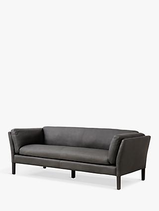 Groucho Range, Halo Groucho Medium 3 Seater Leather Sofa, Dark Leg, Graphite
