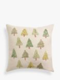 John Lewis Embroidered Christmas Tree Cushion, Green