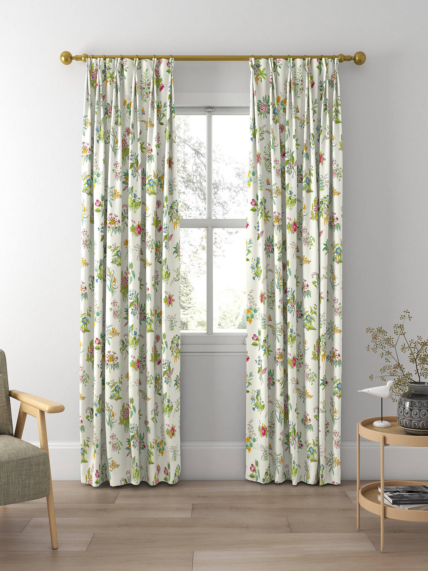 Harlequin x Sophie Robinson Woodland Floral Made to Measure Curtains, Peridot/Ruby/Pearl