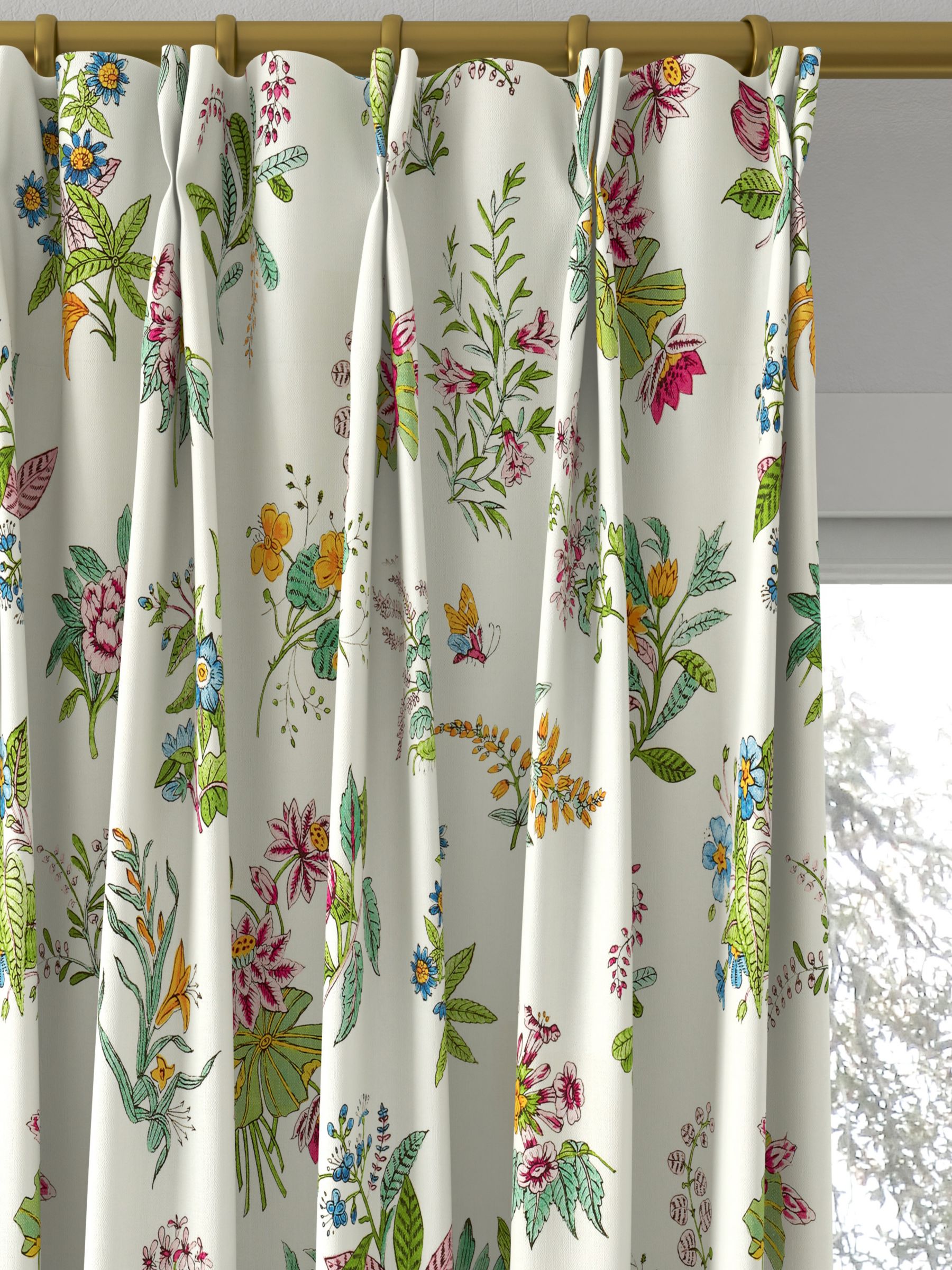 Harlequin x Sophie Robinson Woodland Floral Made to Measure Curtains, Peridot/Ruby/Pearl