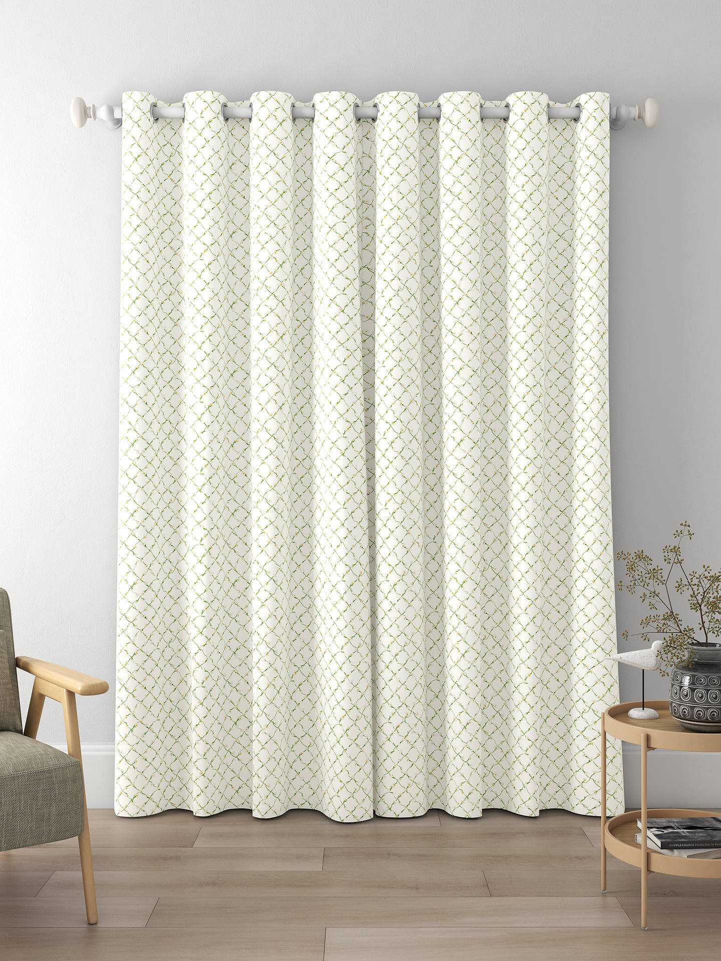 Harlequin x Sophie Robinson Daisy Trellis Made to Measure Curtains, Emerald/Pearl