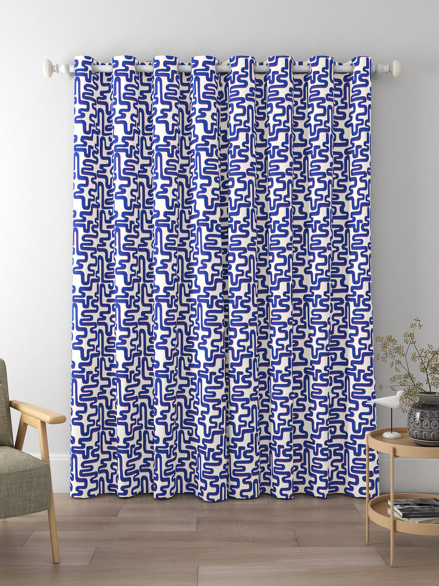 Harlequin x Sophie Robinson Meander Leaf Made to Measure Curtains, Lapis/Spinel