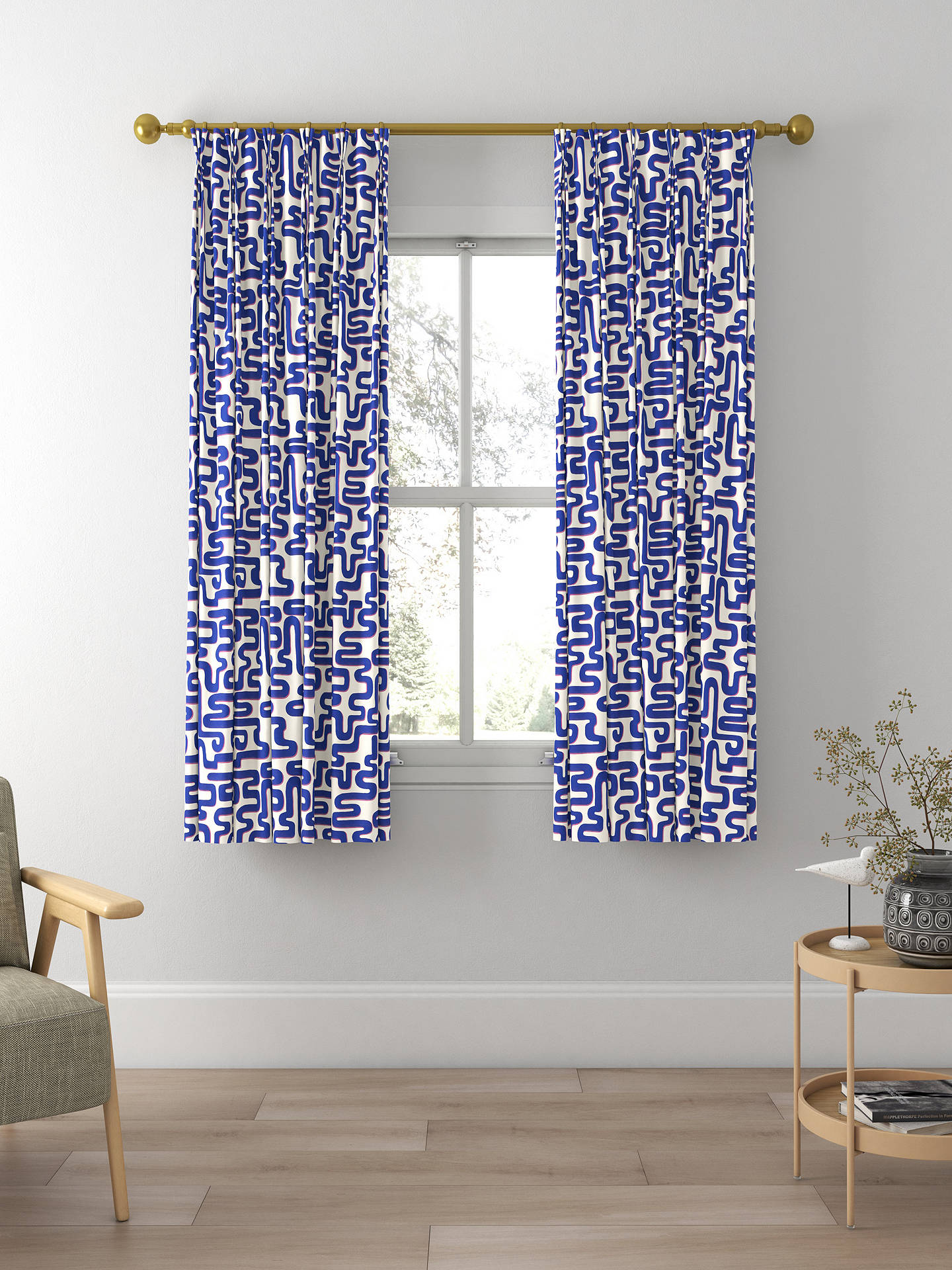 Harlequin x Sophie Robinson Meander Leaf Made to Measure Curtains, Lapis/Spinel