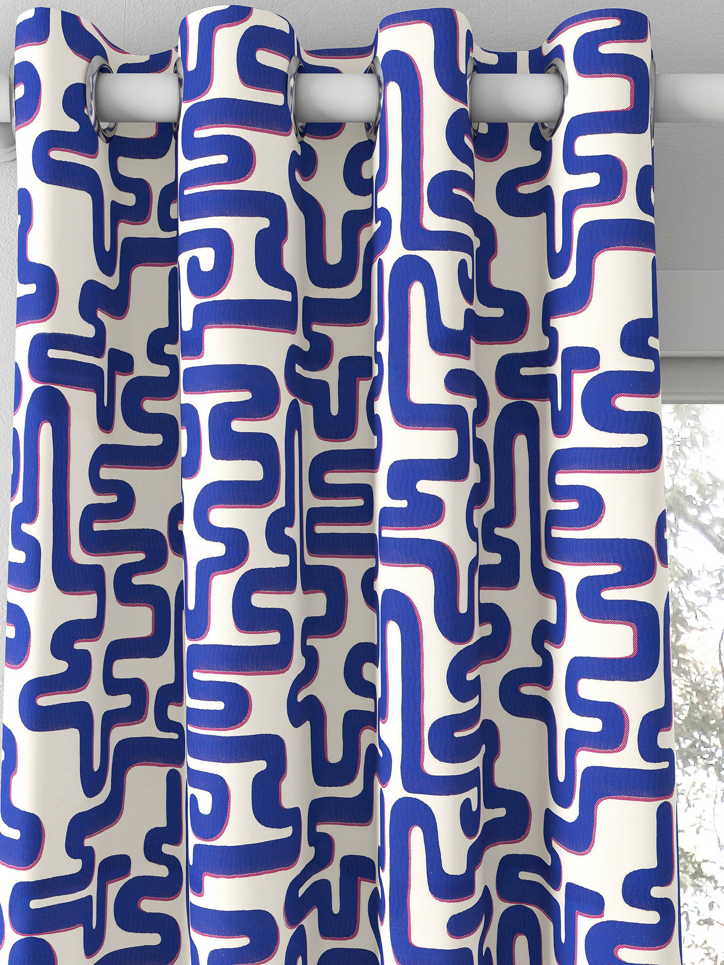 Harlequin x Sophie Robinson Meander Leaf Made to Measure Curtains, Lapis/Spinel