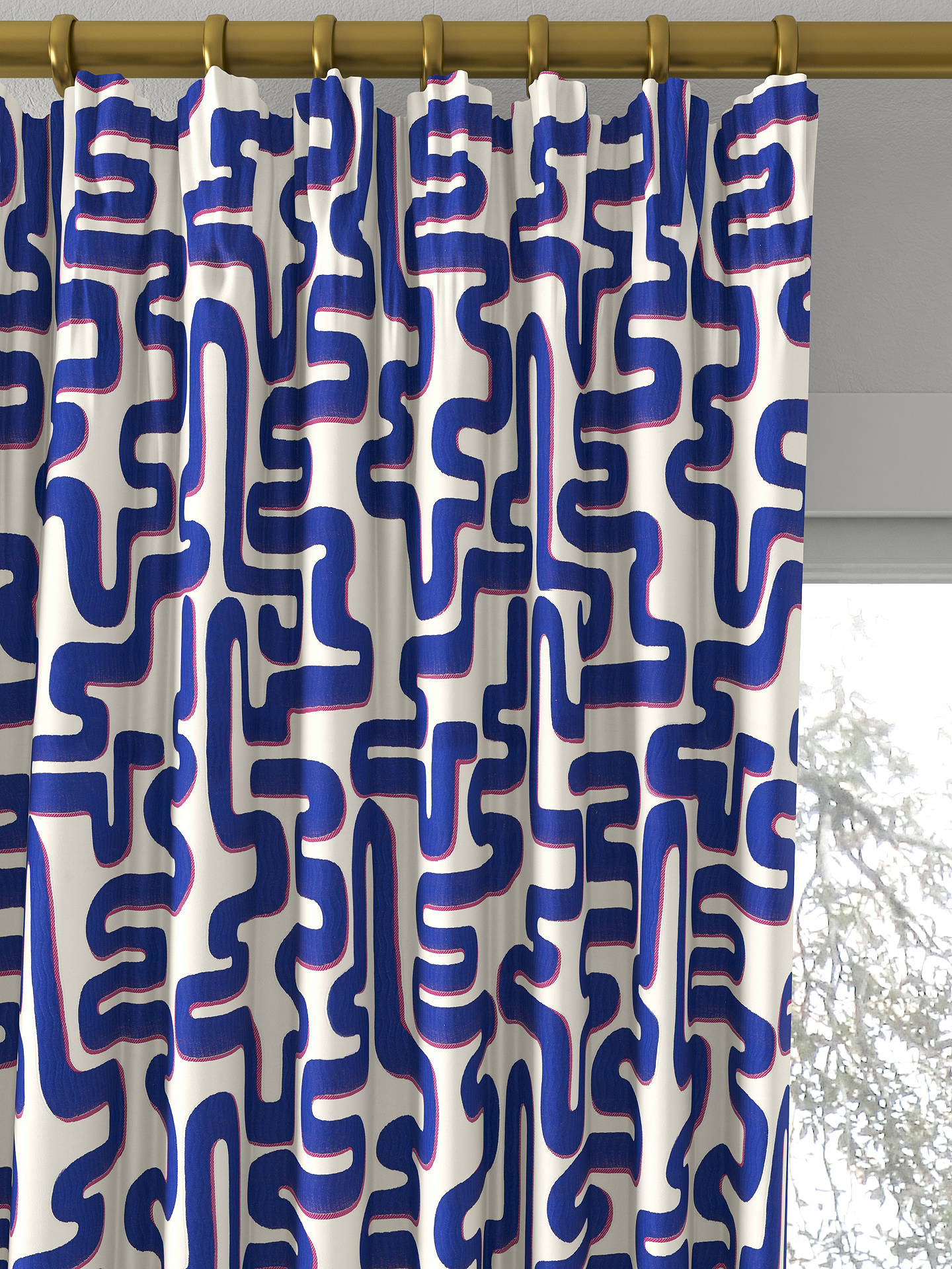 Harlequin x Sophie Robinson Meander Leaf Made to Measure Curtains, Lapis/Spinel