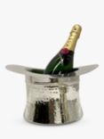 Culinary Concepts Top Hat Hammered Metal Wine Cooler, Silver Plated
