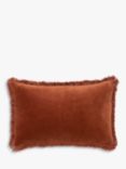Truly Fringed Velvet Lombard Cushion, Burnt Orange