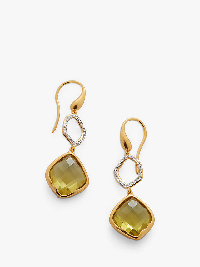 Monica Vinader Diamond and Lemon Quartz Cocktail Drop Earrings, Gold