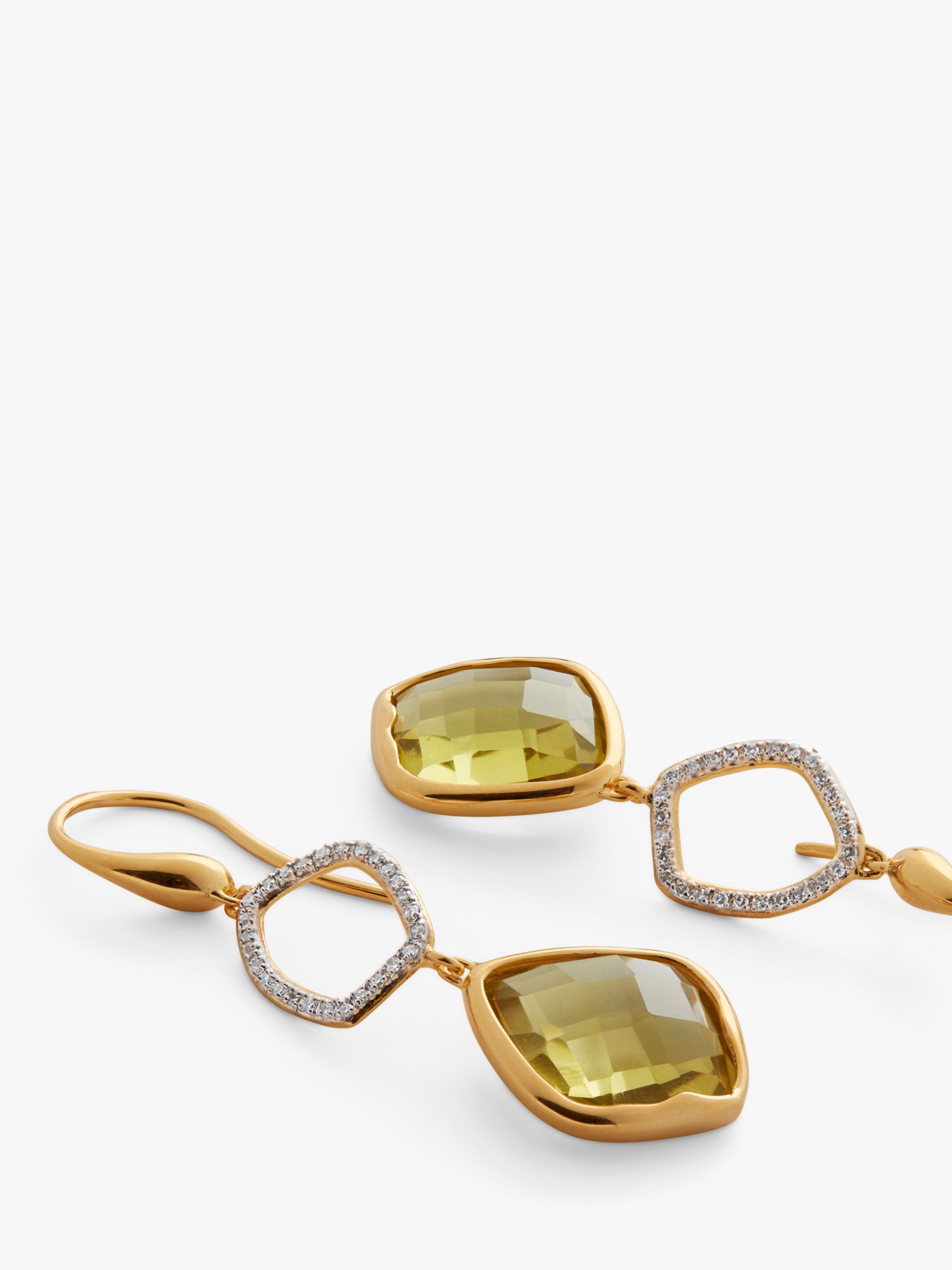 Buy Monica Vinader Diamond and Lemon Quartz Cocktail Drop Earrings, Gold Online at johnlewis.com
