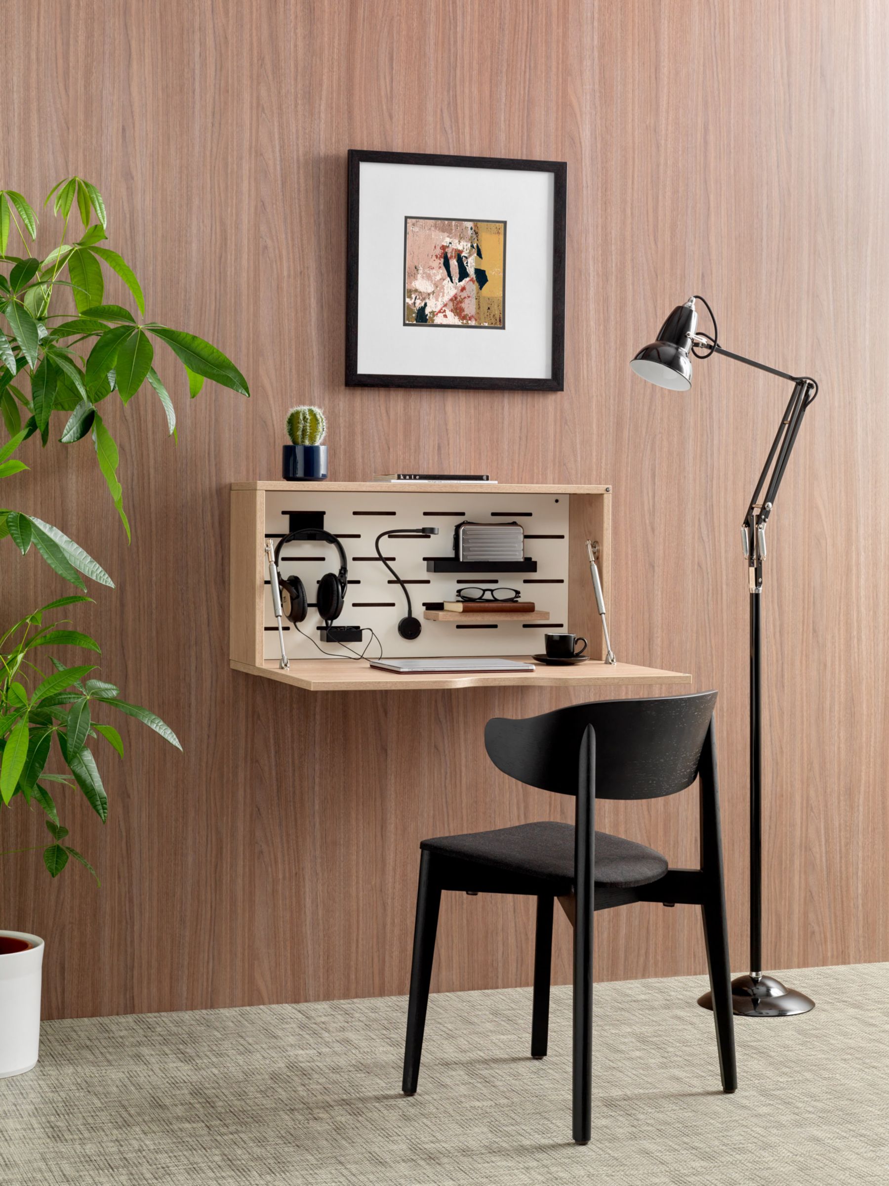 Bisley Hideaway Wall Desk, Chalk/Oak Laminate