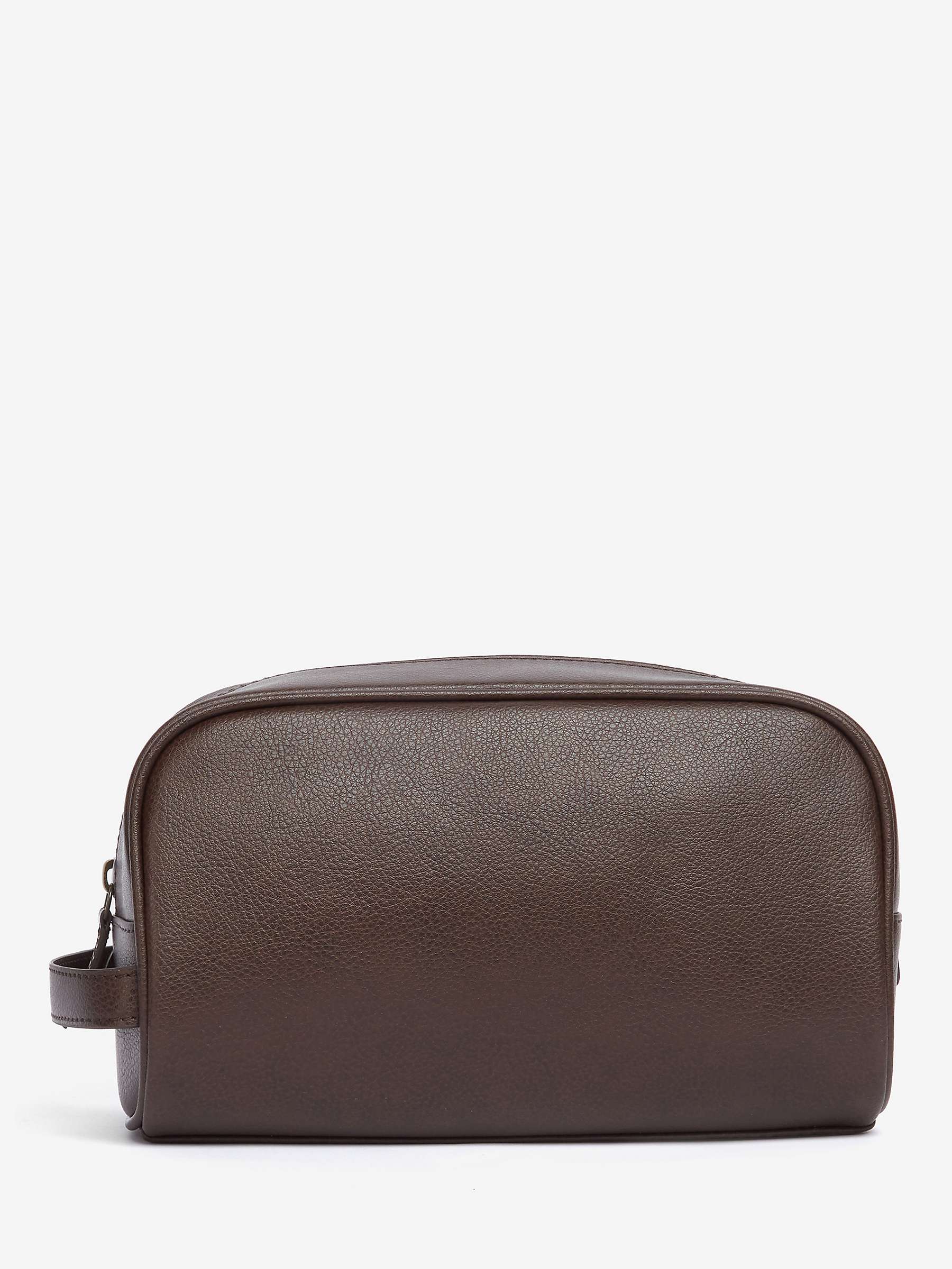 Buy Barbour Leather Wash Bag, Dark Brown Online at johnlewis.com