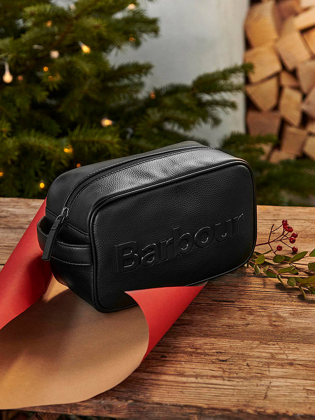 Barbour Debossed Logo Wash Bag, Black