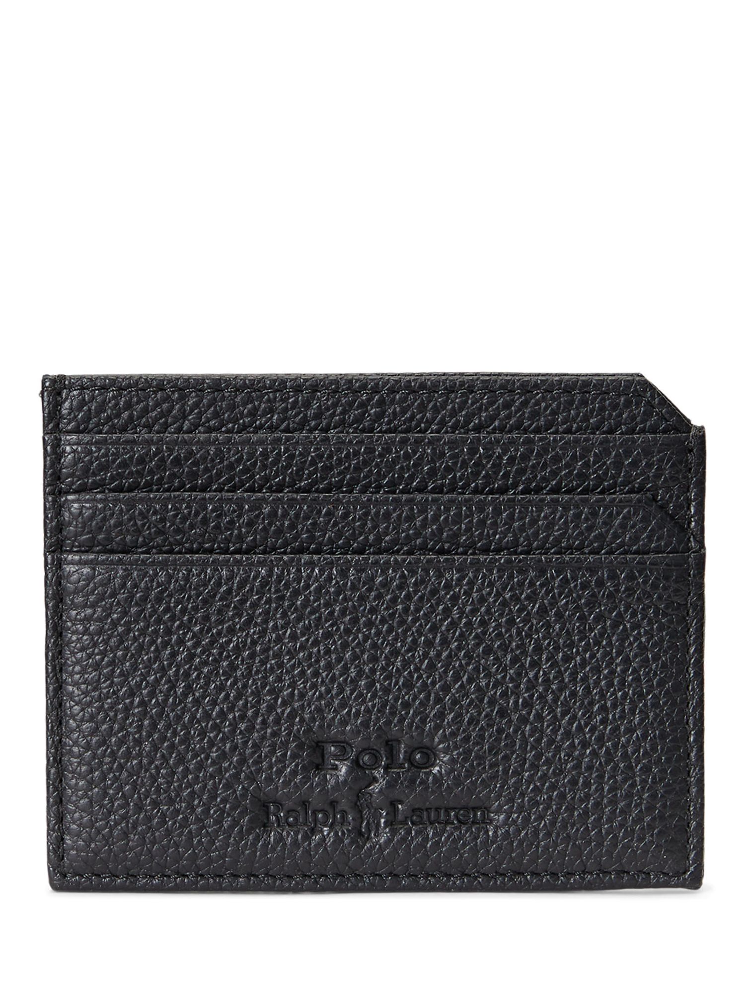 Buy Polo Ralph Lauren Pebbled Leather Card Holder, Black Online at johnlewis.com