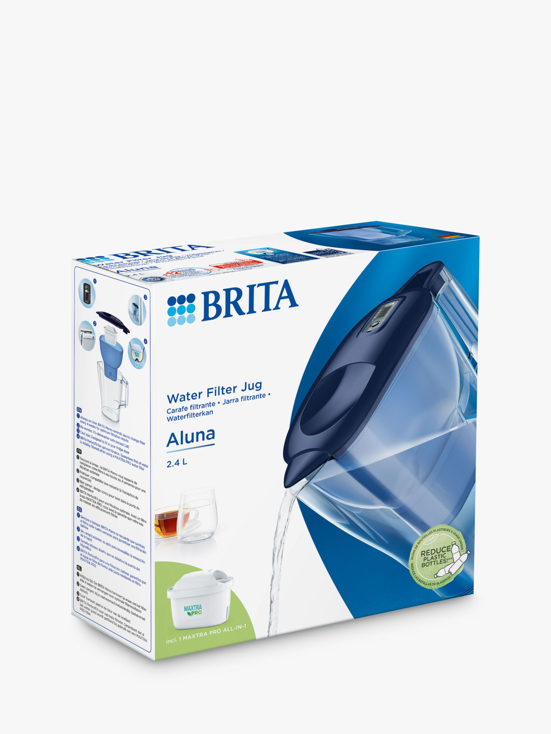 BRITA Aluna Maxtra Pro Water Filter Jug, 2.4L, Cool Blue