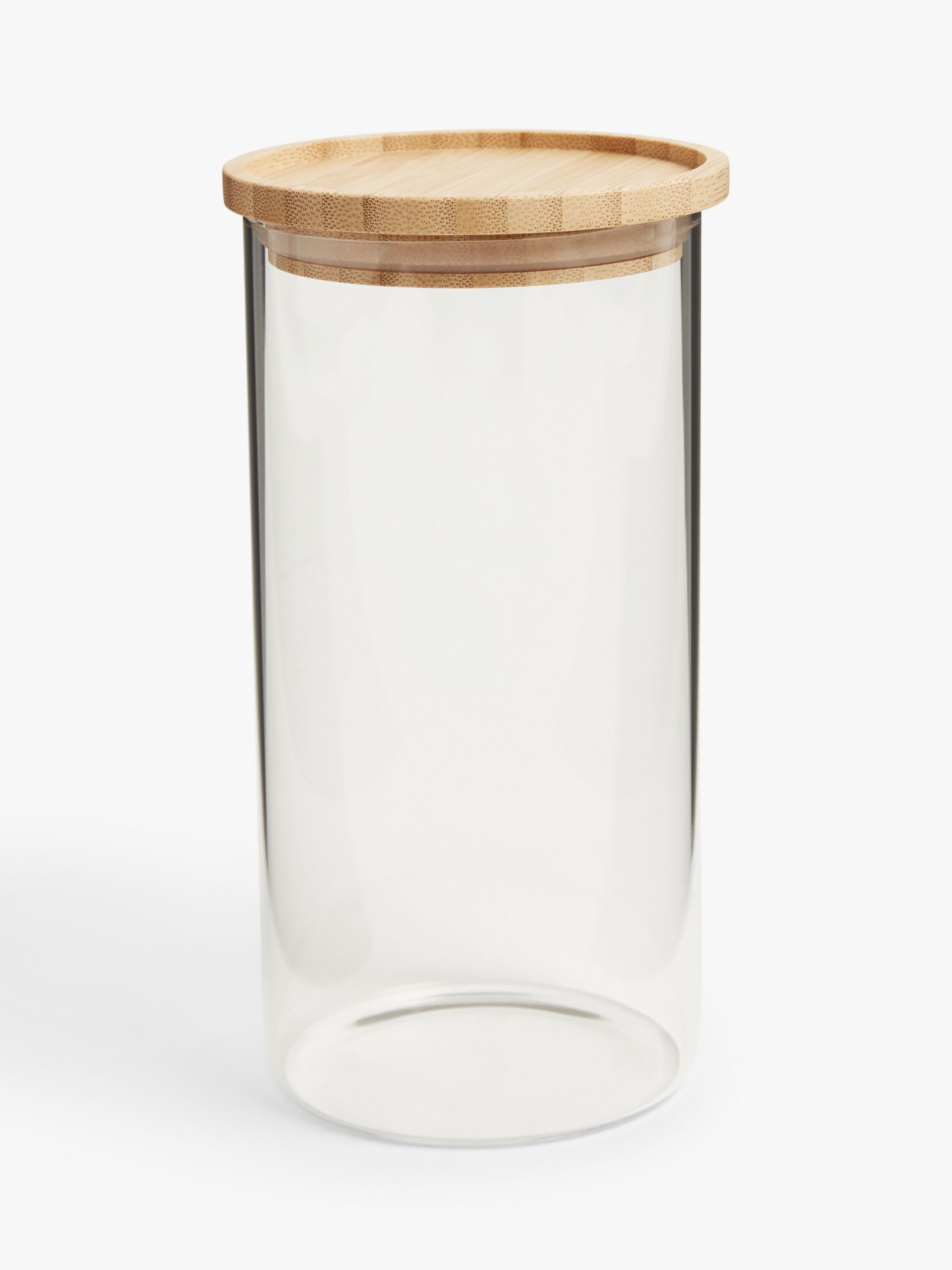 John Lewis Glass Storage Jar with Bamboo Lid, 1L, Clear