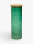 John Lewis Tall Glass Storage Jar with Bamboo Lid, 1.6L, Green
