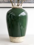 One.World Birkdale Stoneware Urn Vase, H44cm, Green/Natural
