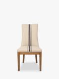 One.World St James Oak Wood Striped Linen Dining Chair, Beige/Blue