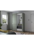 John Lewis Marlow 150cm Mirrored Sliding Door Wardrobe, Sage Green