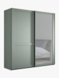 John Lewis Marlow 200cm Mirrored Sliding Door Wardrobe, Sage Green