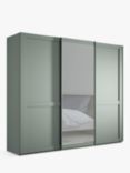 John Lewis Marlow 250cm Mirrored Sliding Door Wardrobe, Sage