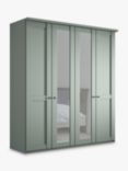 John Lewis Marlow 200cm Mirrored Hinged Wardrobe, Sage Green