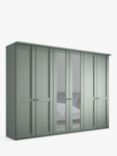 John Lewis Marlow 300cm Mirrored Hinged Wardrobe, Sage Green