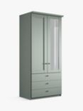 John Lewis Marlow 100cm Hinged Wardrobe with Right Mirror & 3 Drawers, Sage Green