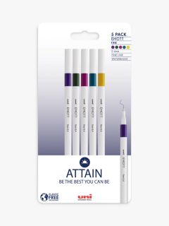 uni-ball Emott Attain Fineliner Pens, Set of 5