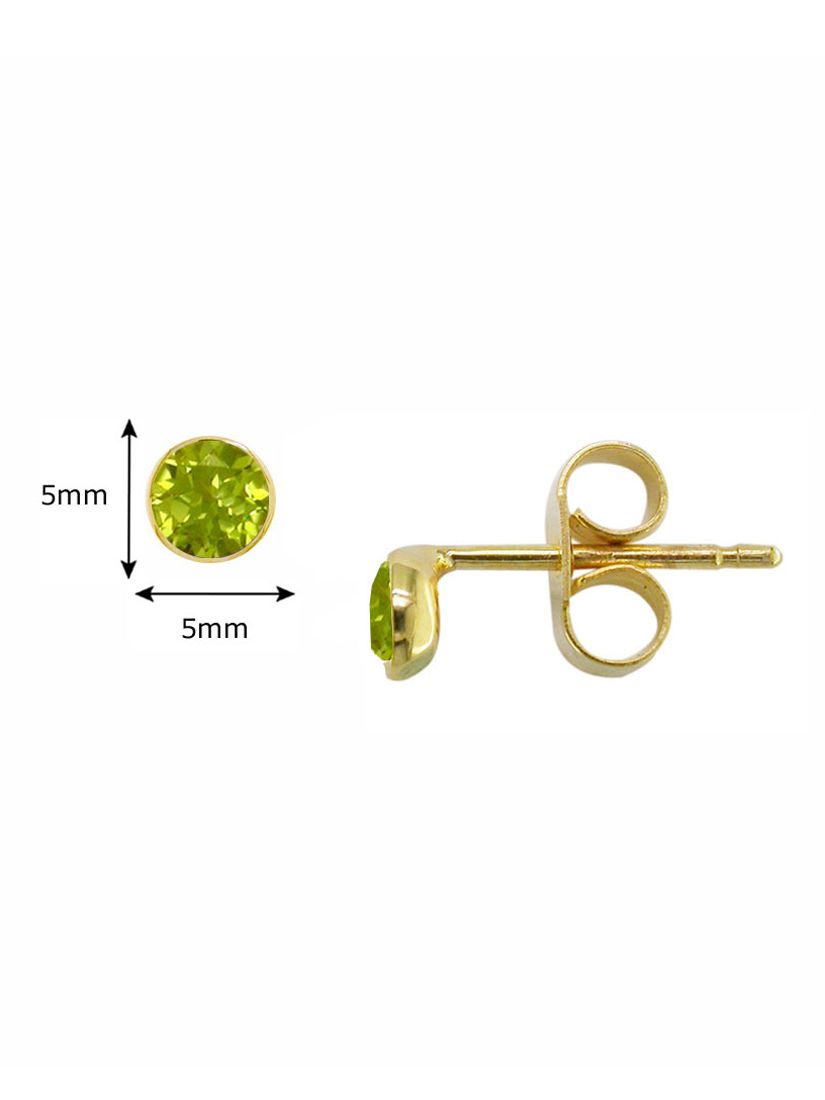 E.W Adams 9ct Gold Round Stud Earrings, Gold/Peridot