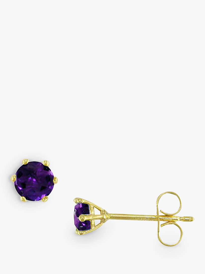 Buy E.W Adams 9ct Gold Claw Set Amethyst Round Stud Earrings, Gold/Purple Online at johnlewis.com