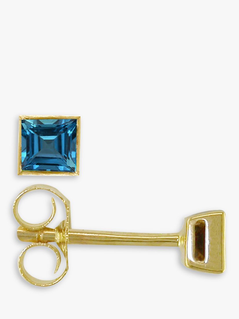 Buy E.W Adams 9ct Gold Princess Cut Topaz Square Stud Earrings, Gold/Blue Online at johnlewis.com