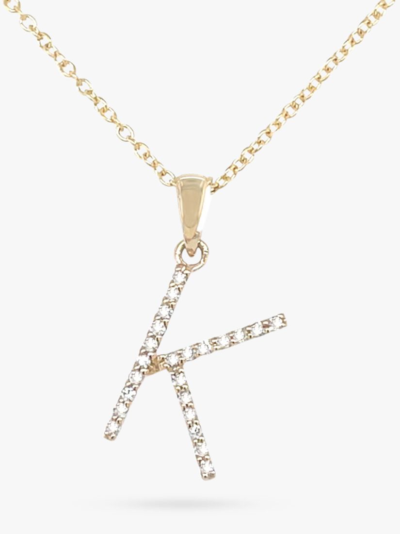 E.W Adams 9ct Gold Diamond Initial Pendant Necklace, K