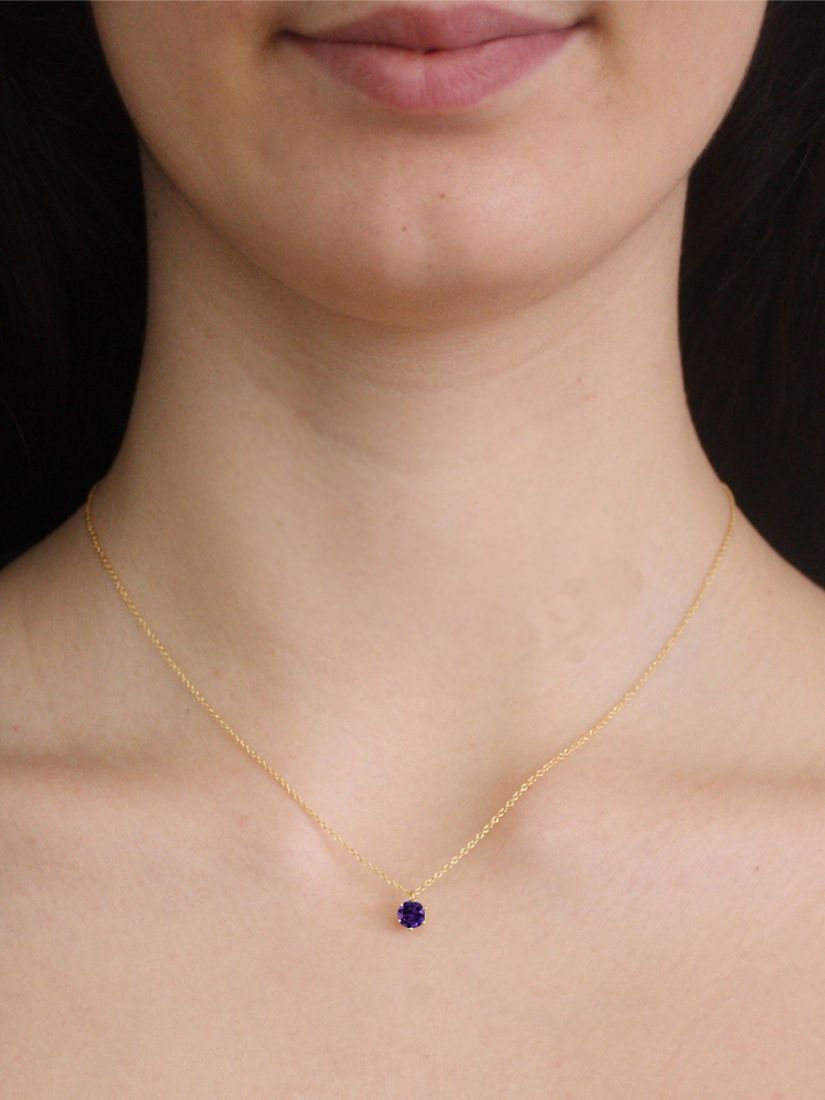 Buy E.W Adams 9ct Gold Claw Set Amethyst Pendant Necklace, Gold/Purple Online at johnlewis.com