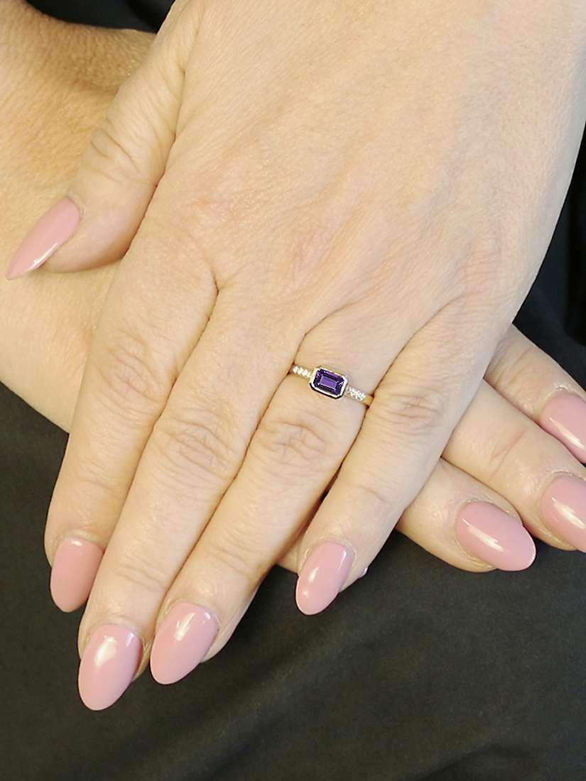 Buy E.W Adams 9ct Yellow Gold Amethyst and Diamond Cocktail Ring, N Online at johnlewis.com