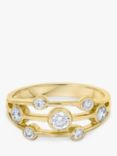 E.W Adams 18ct Yellow Gold Triple Row Diamond Ring, N