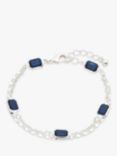John Lewis Baguette Stone Double Row Bracelet, Silver/Blue