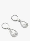 John Lewis Teardrop Crystal Drop Huggie Hoop Earrings, Silver