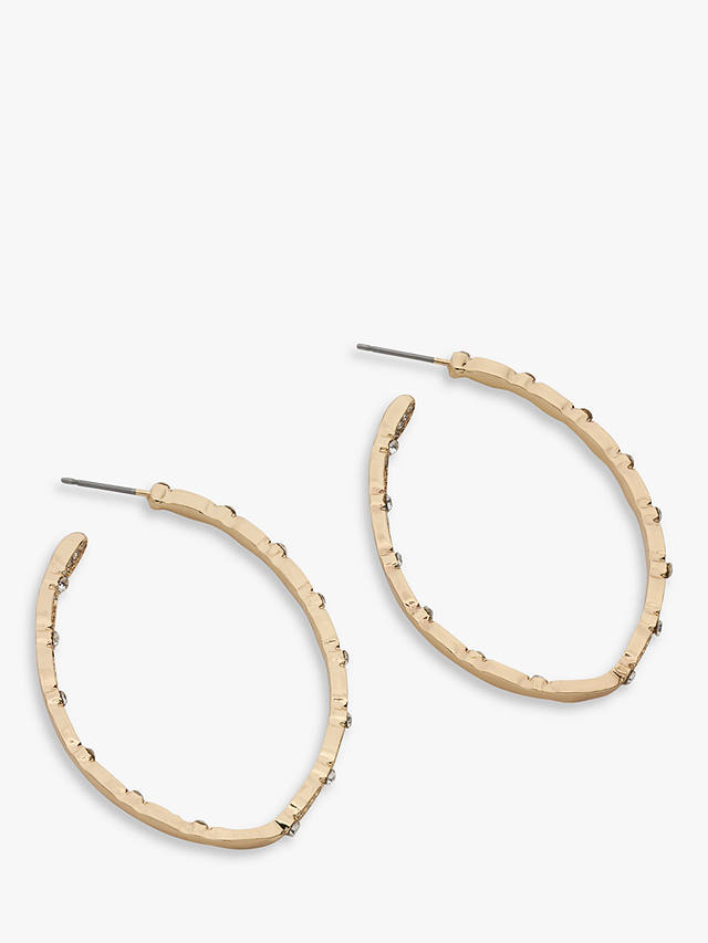John Lewis Diamante Irregular Oval Hoop Earrings, Gold