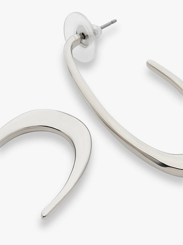 John Lewis Highly Polished Statement Oval Hoop Earrings, Silver